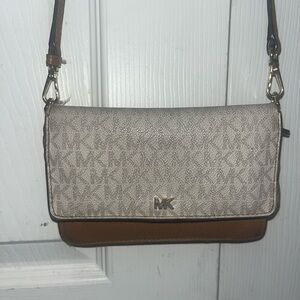 Michael Kors Beige and Brown Crossbody Bag